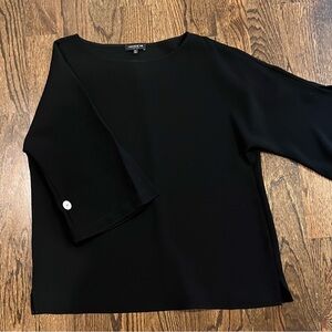 NWOT - Lafayette 148 3/4 Split Sleeve Black Blouse (sz XL)